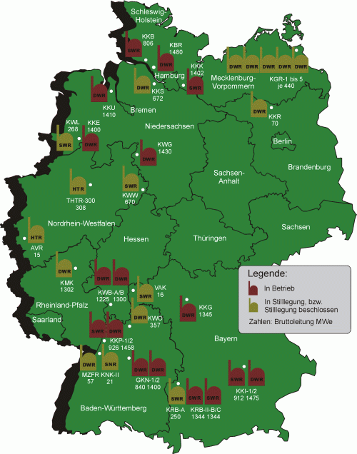 Аэс германии карта